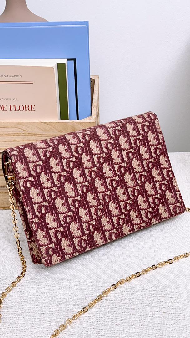 Dior Burgundy Oblique Canvas Saddle Woc