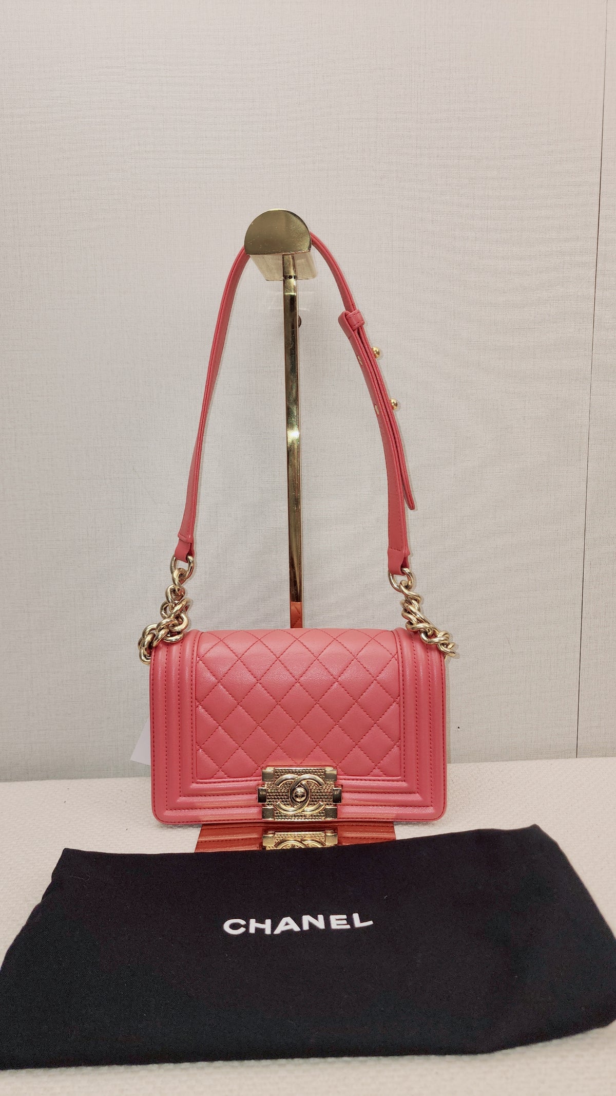 Chanel Pink Calfskin Small Boy Flap (GHW)