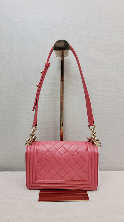 Chanel Pink Calfskin Small Boy Flap (GHW)