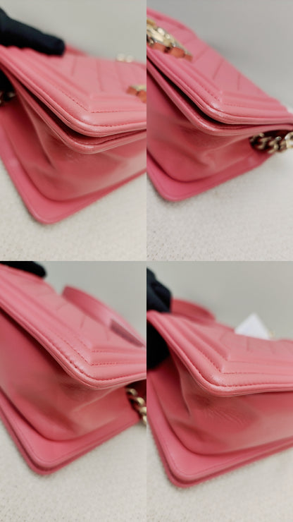 Chanel Pink Calfskin Small Boy Flap (GHW)