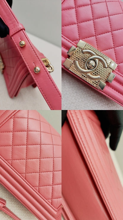 Chanel Pink Calfskin Small Boy Flap (GHW)