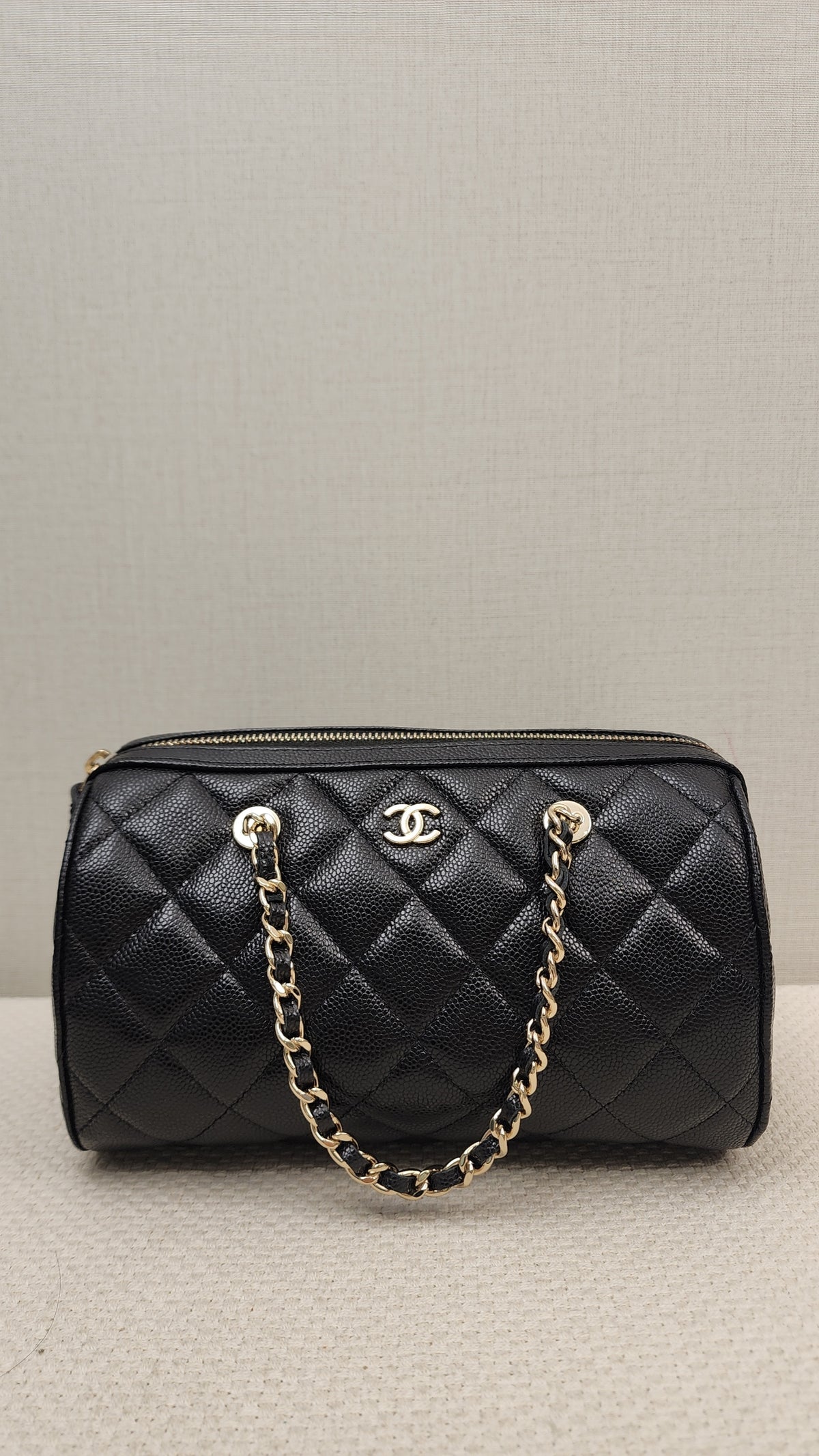 Chanel Black Caviar 25P Bowling Bag (GHW)