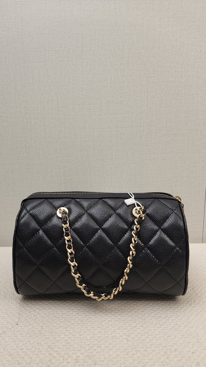 Chanel Black Caviar 25P Bowling Bag (GHW)