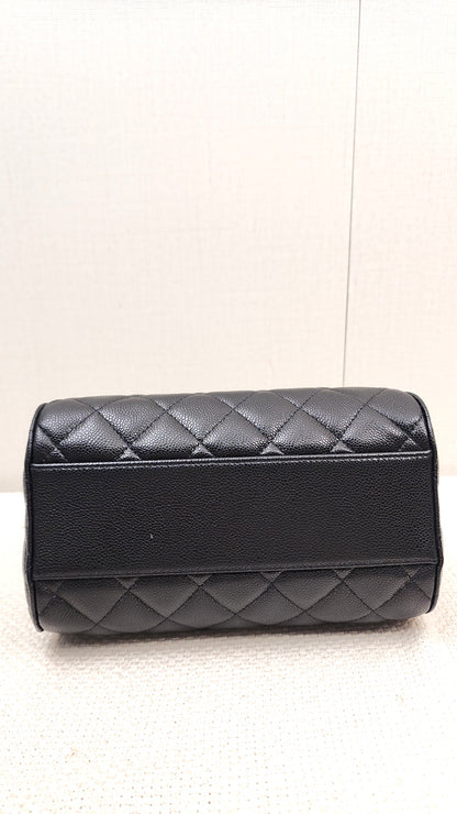 Chanel Black Caviar 25P Bowling Bag (GHW)