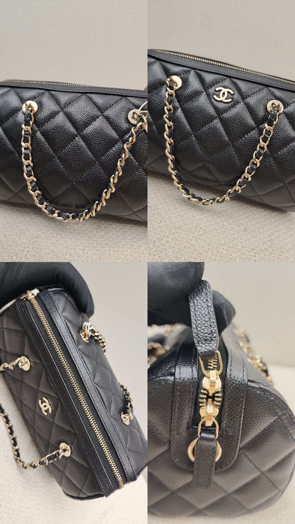Chanel Black Caviar 25P Bowling Bag (GHW)