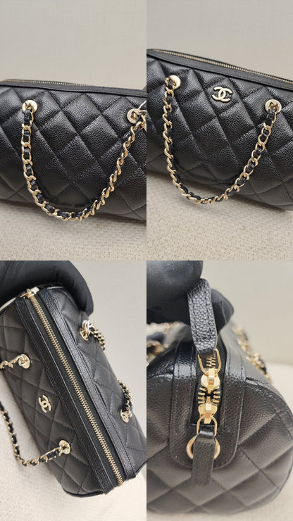 Chanel Black Caviar 25P Bowling Bag (GHW)