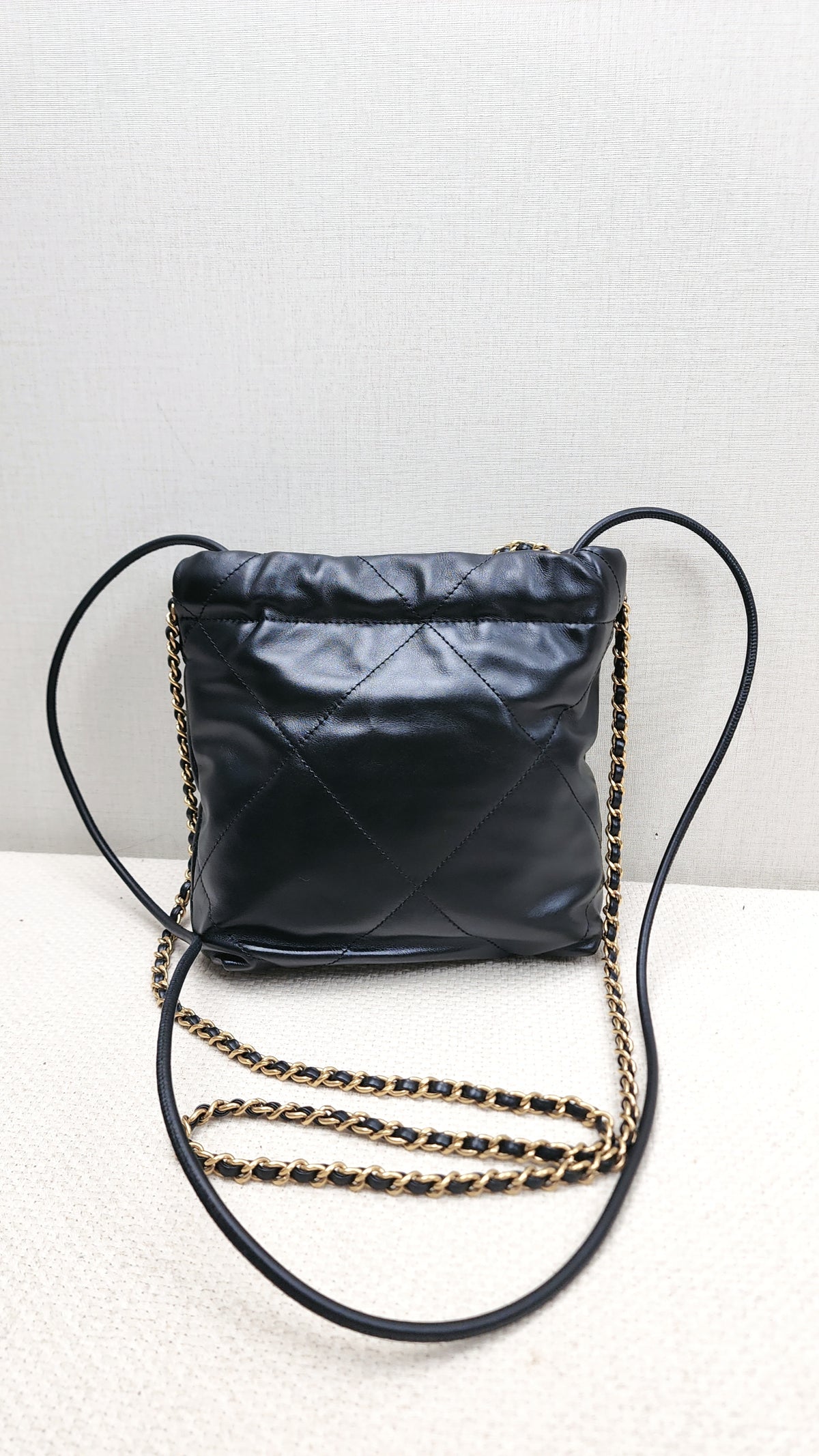 Chanel Black Lambskin Mini 22 Bag (GHW)