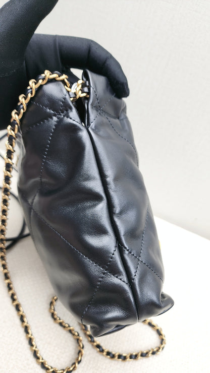 Chanel Black Lambskin Mini 22 Bag (GHW)