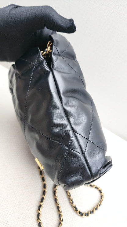 Chanel Black Lambskin Mini 22 Bag (GHW)