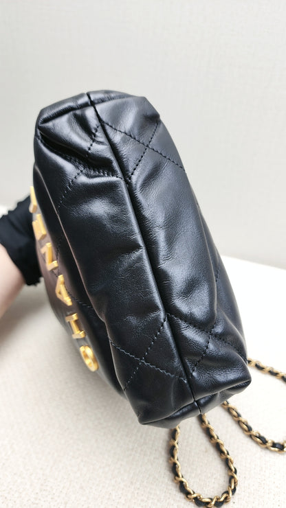 Chanel Black Lambskin Mini 22 Bag (GHW)