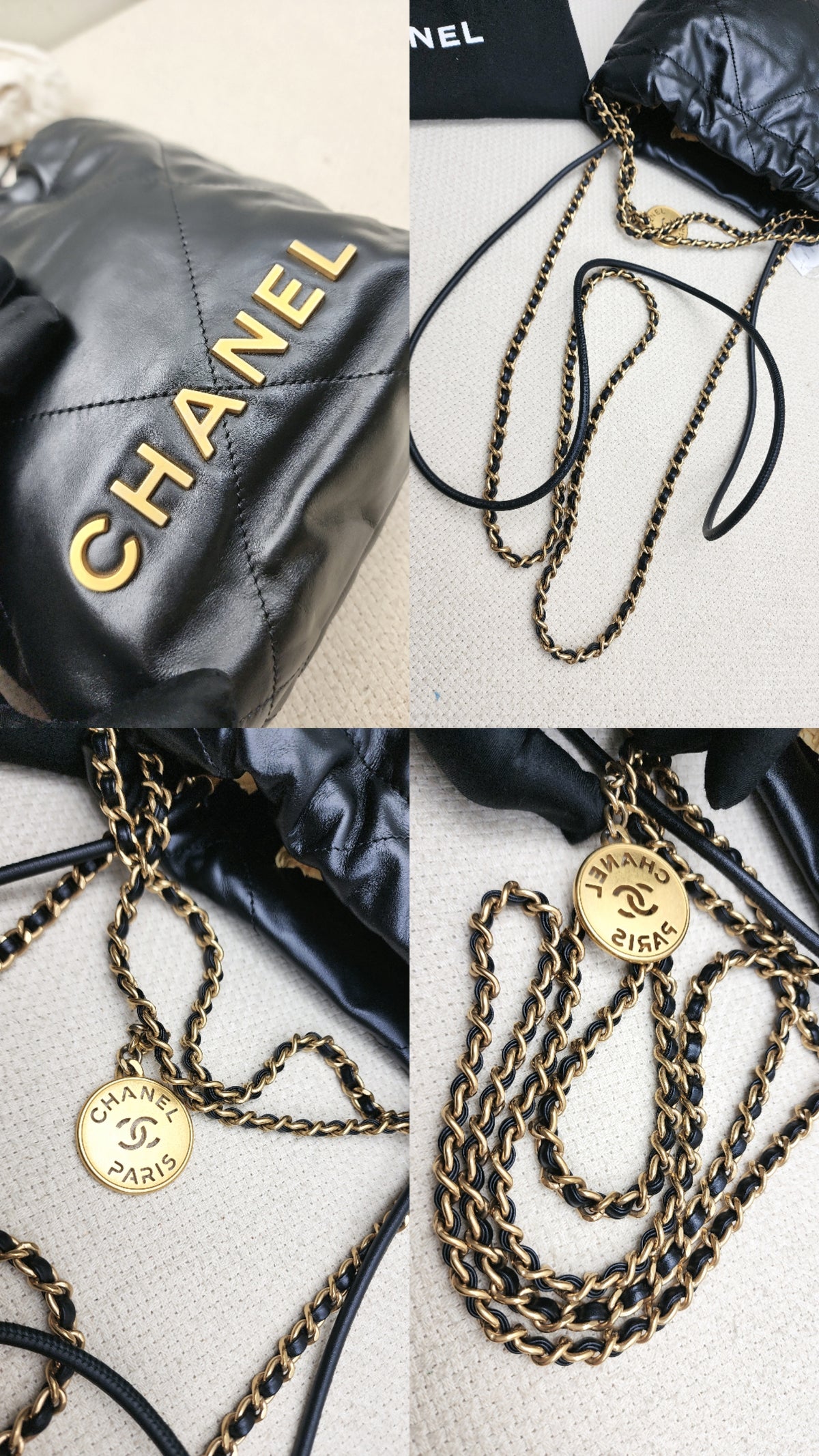 Chanel Black Lambskin Mini 22 Bag (GHW)