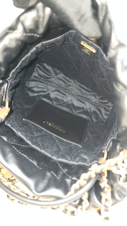 Chanel Black Lambskin Mini 22 Bag (GHW)