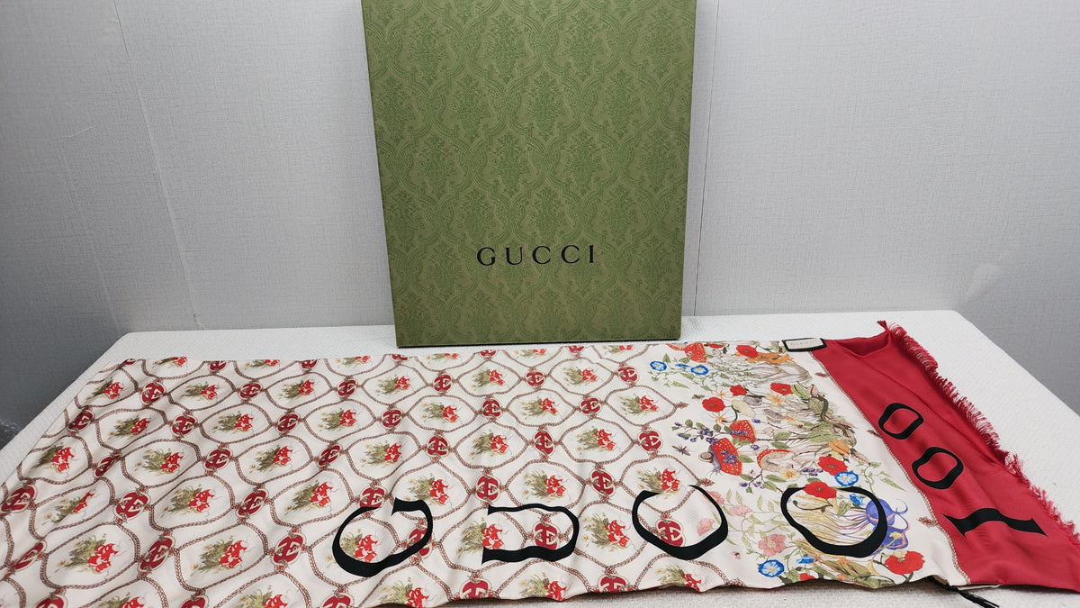Gucci 100th Anniversary Silk Floral GG Stole 35 x 180cm