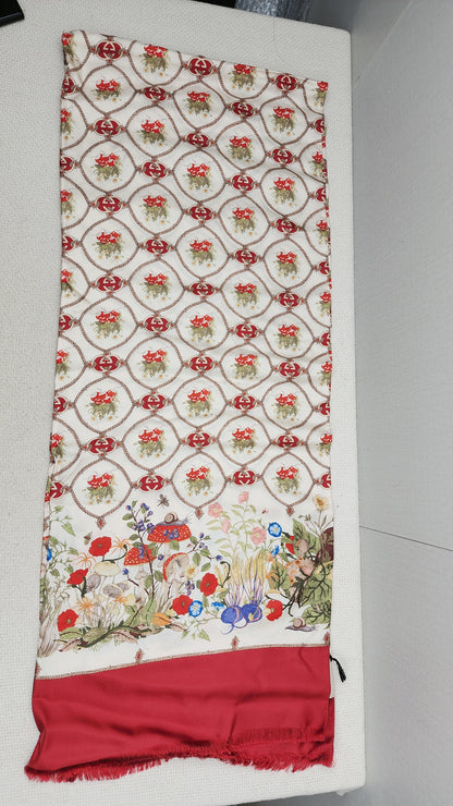 Gucci 100th Anniversary Silk Floral GG Stole 35 x 180cm