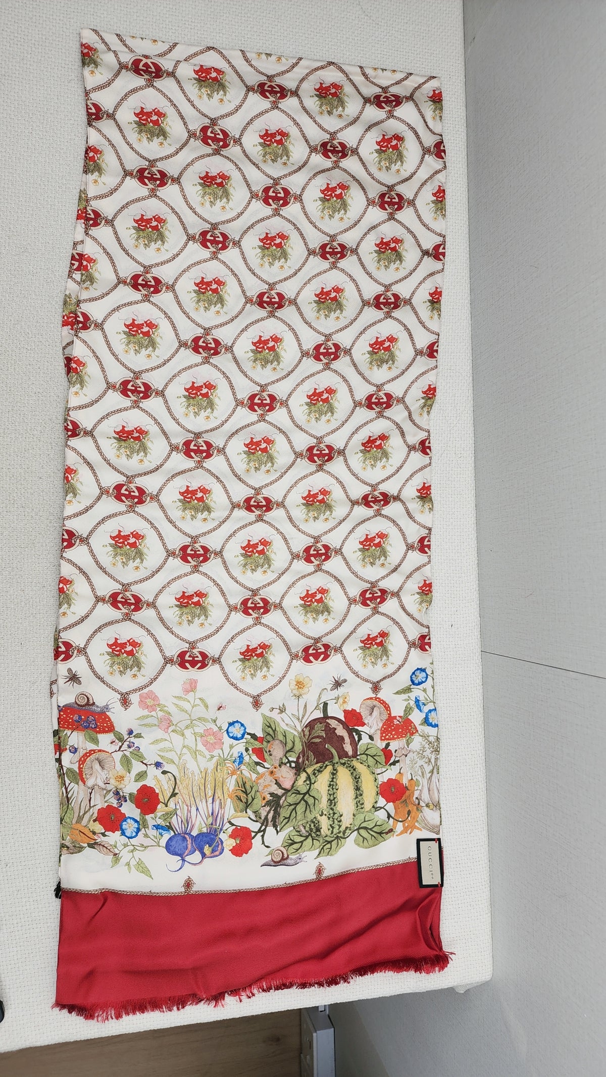 Gucci 100th Anniversary Silk Floral GG Stole 35 x 180cm
