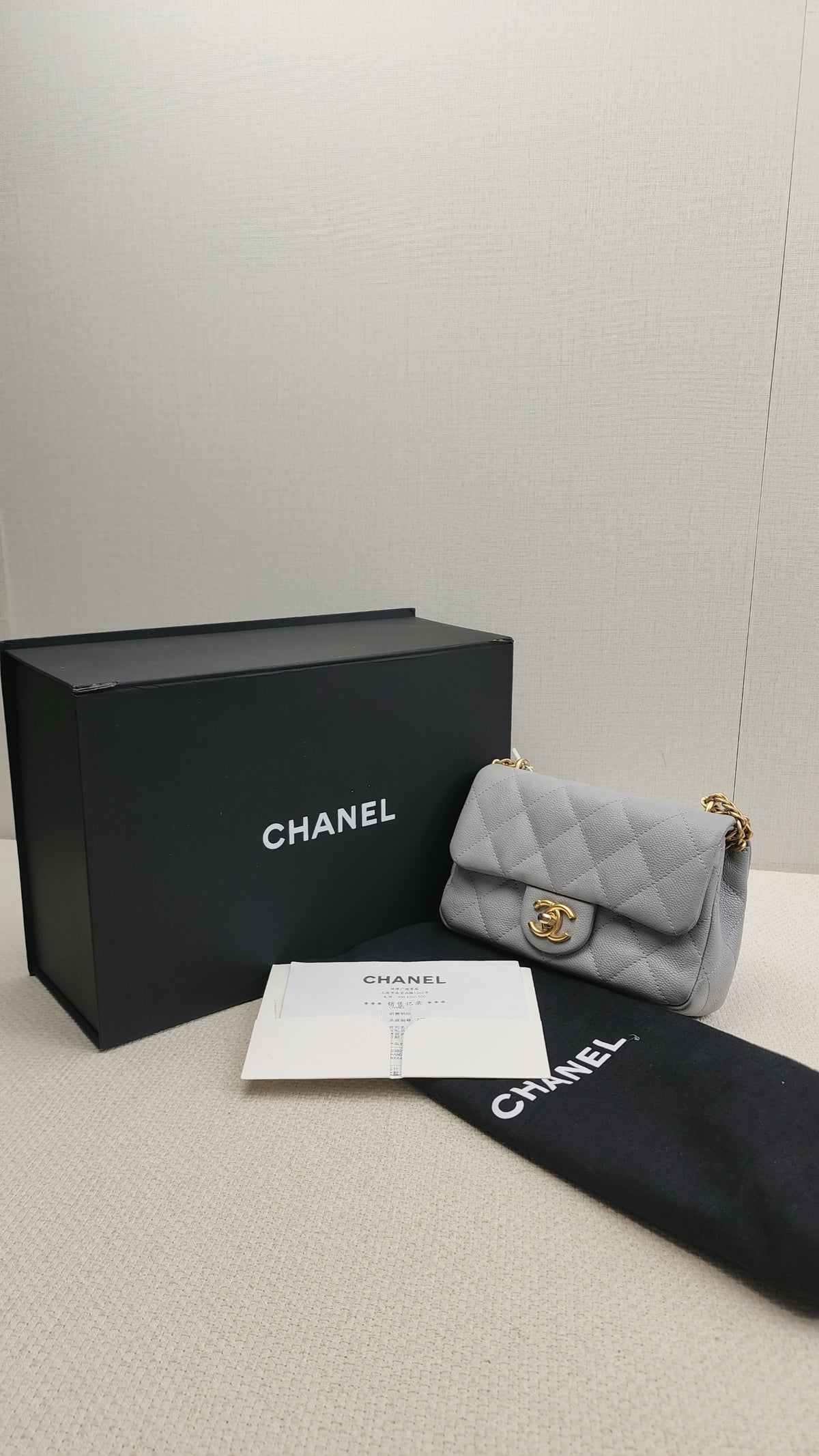 Chanel Grey Caviar Heart Crush Mini Flap (GHW)