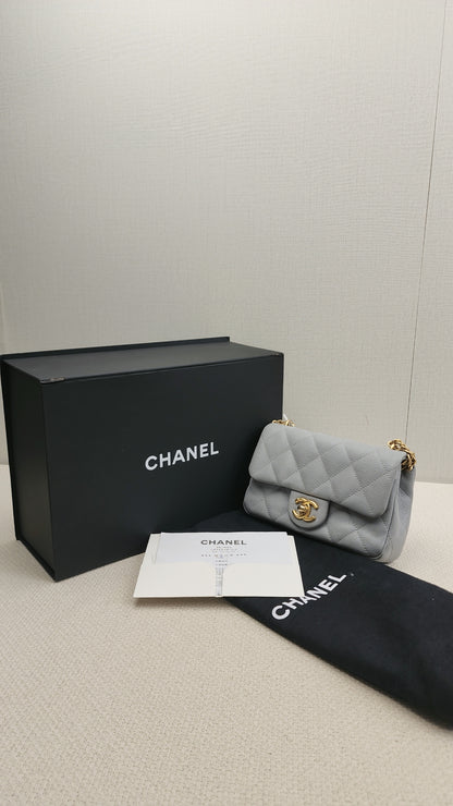 Chanel Grey Caviar Heart Crush Mini Flap (GHW)