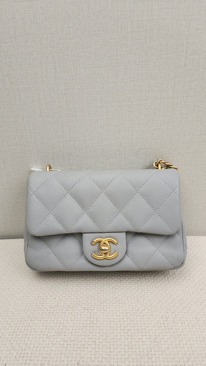 Chanel Grey Caviar Heart Crush Mini Flap (GHW)