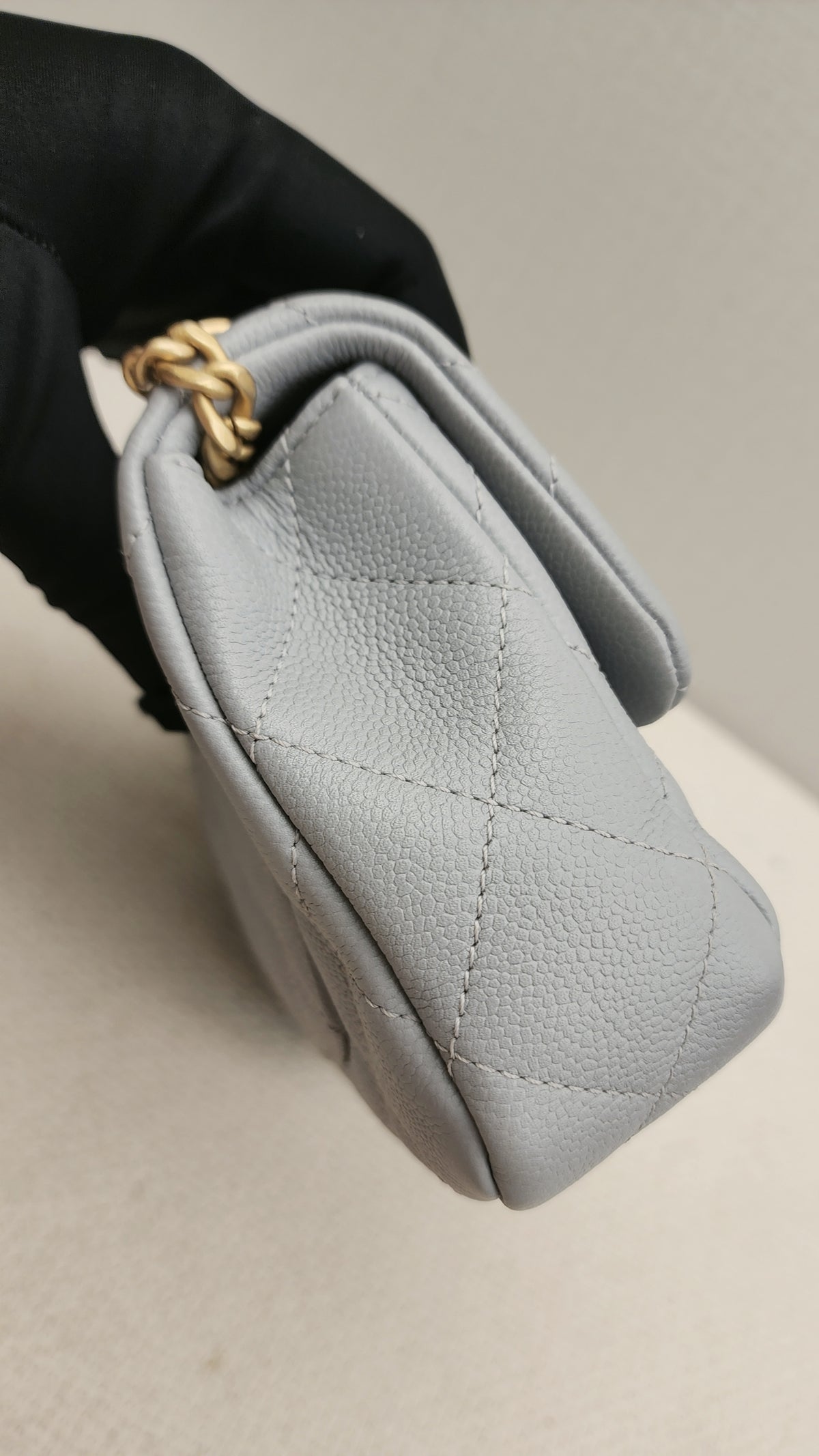 Chanel Grey Caviar Heart Crush Mini Flap (GHW)