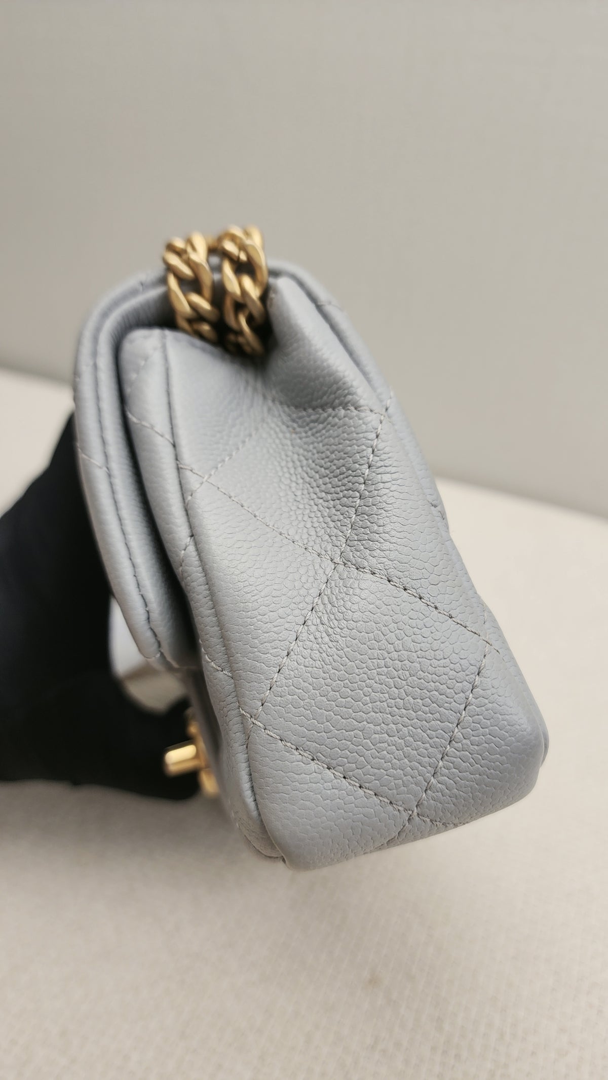 Chanel Grey Caviar Heart Crush Mini Flap (GHW)