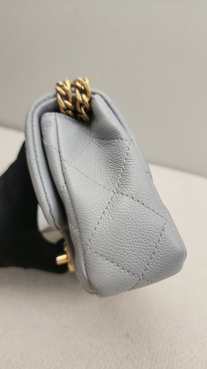 Chanel Grey Caviar Heart Crush Mini Flap (GHW)