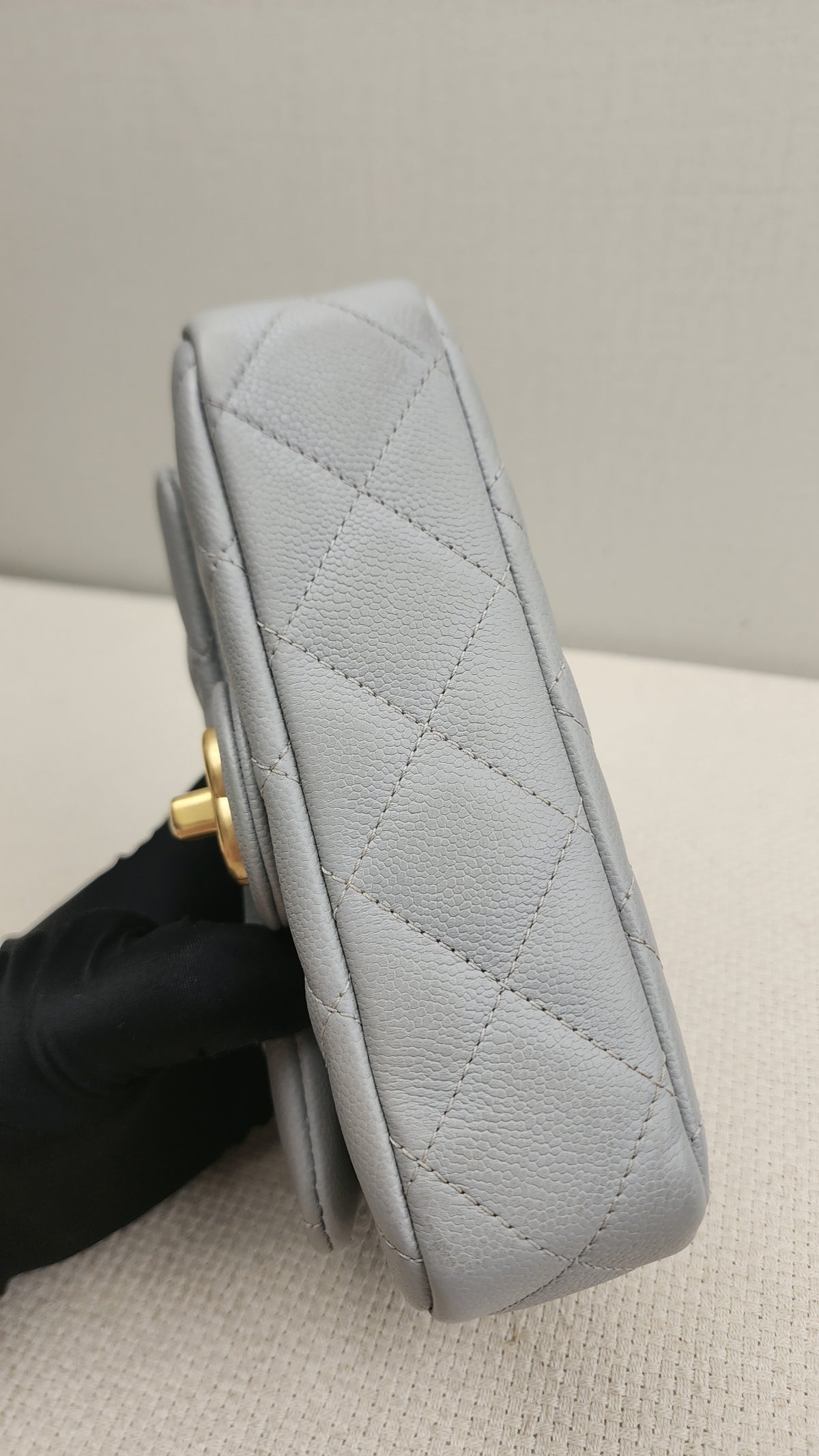 Chanel Grey Caviar Heart Crush Mini Flap (GHW)
