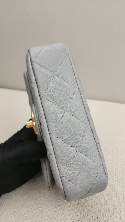 Chanel Grey Caviar Heart Crush Mini Flap (GHW)