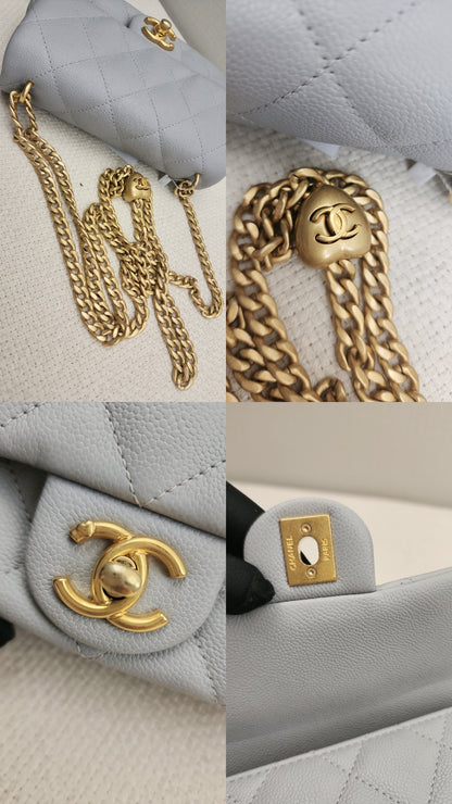 Chanel Grey Caviar Heart Crush Mini Flap (GHW)