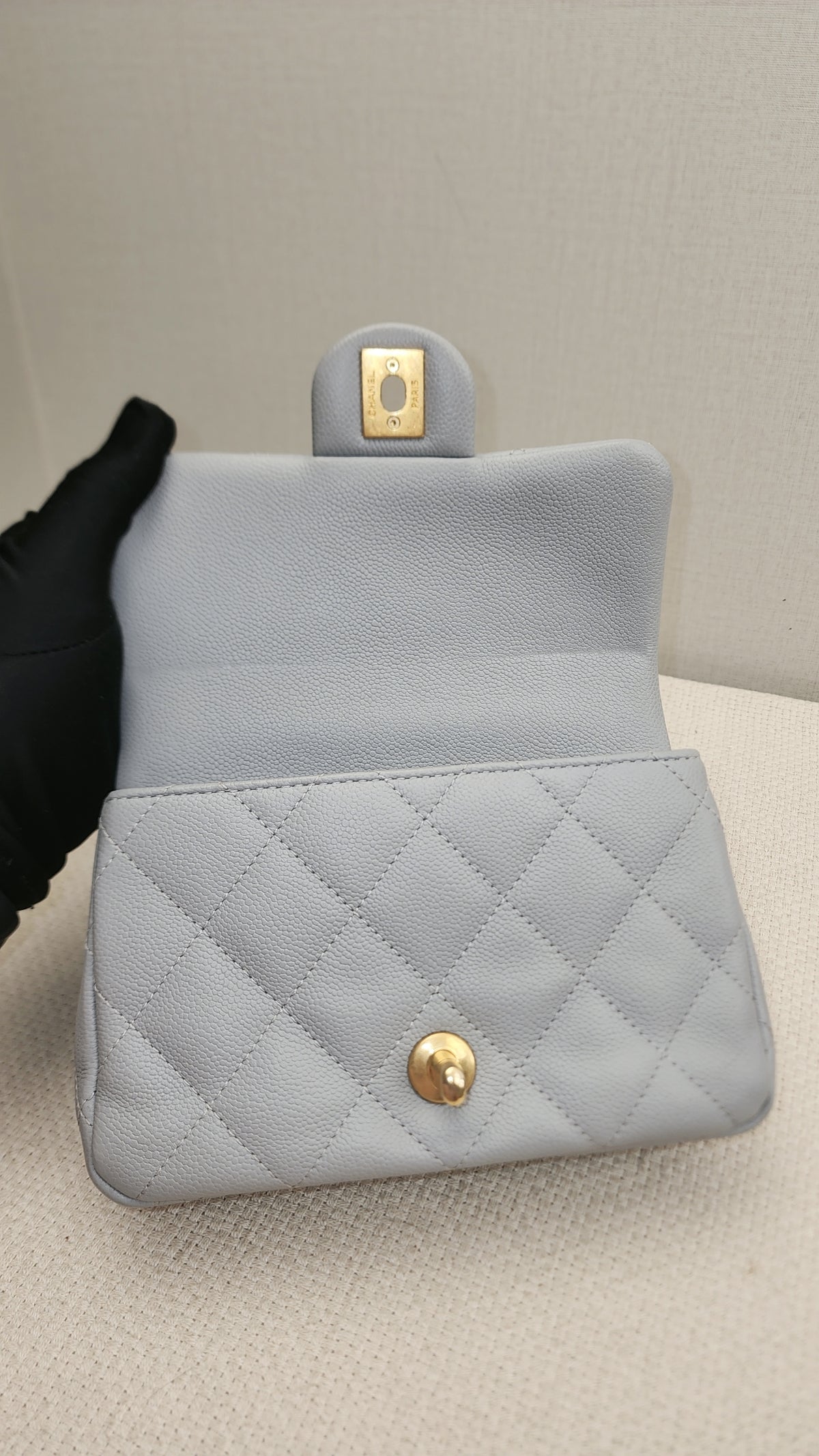 Chanel Grey Caviar Heart Crush Mini Flap (GHW)