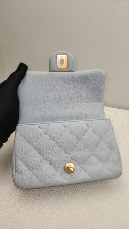 Chanel Grey Caviar Heart Crush Mini Flap (GHW)