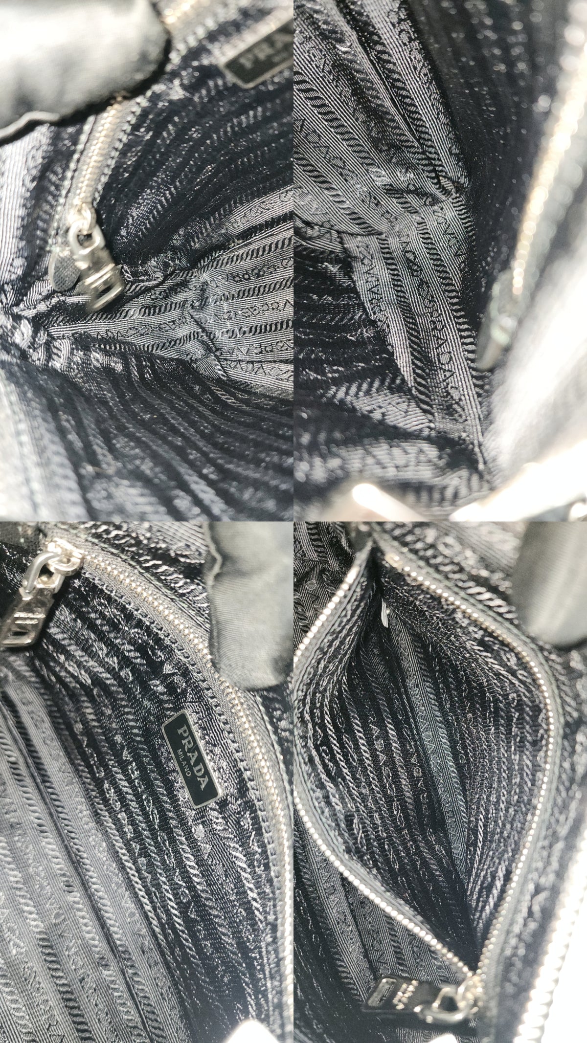 Prada Black Nylon Tessuto Impuntu Chain Crossbody Bag