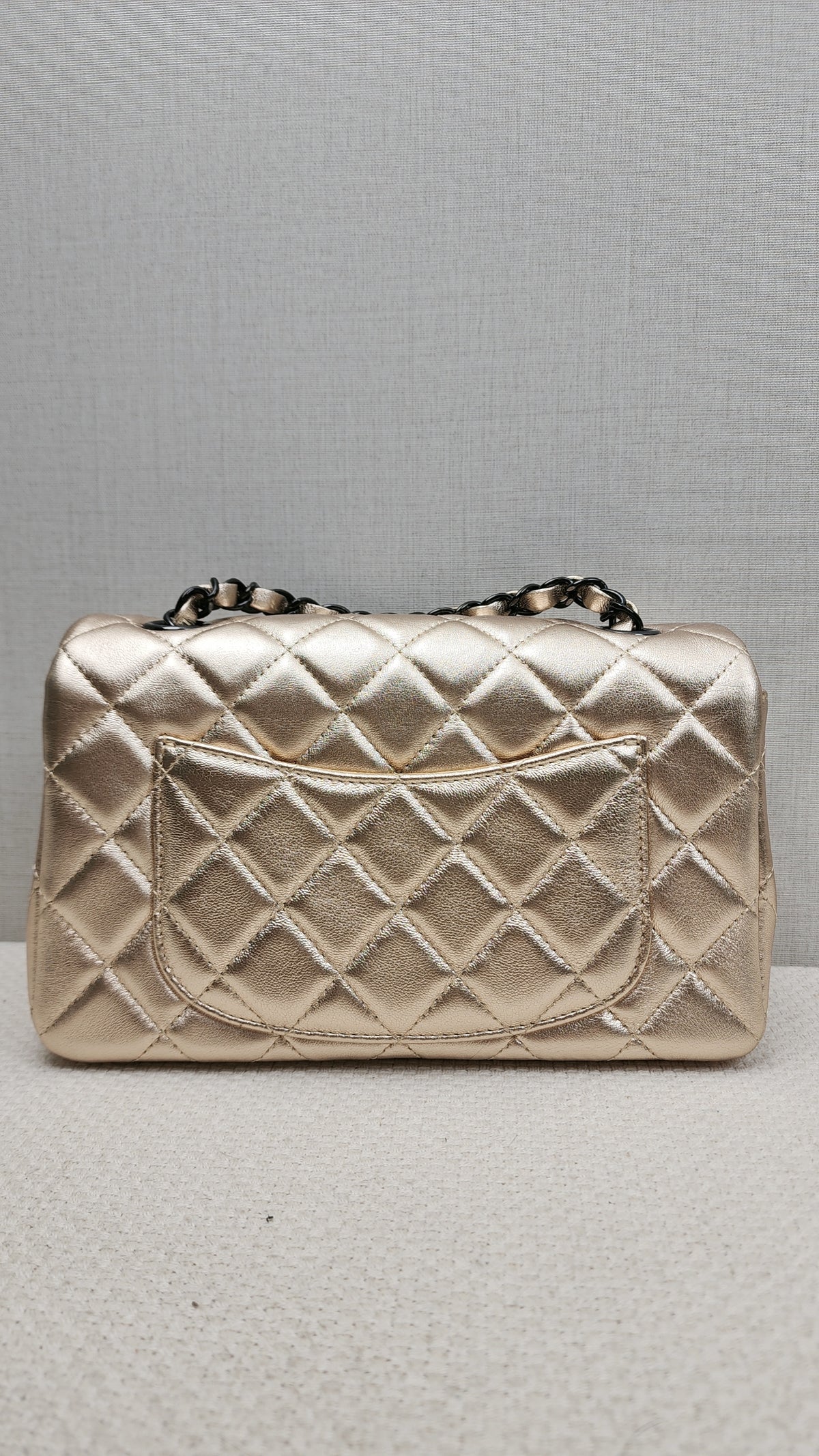 Chanel Metallic Gold Lambskin Classic Mini Rectangular Flap Bag (BHW)