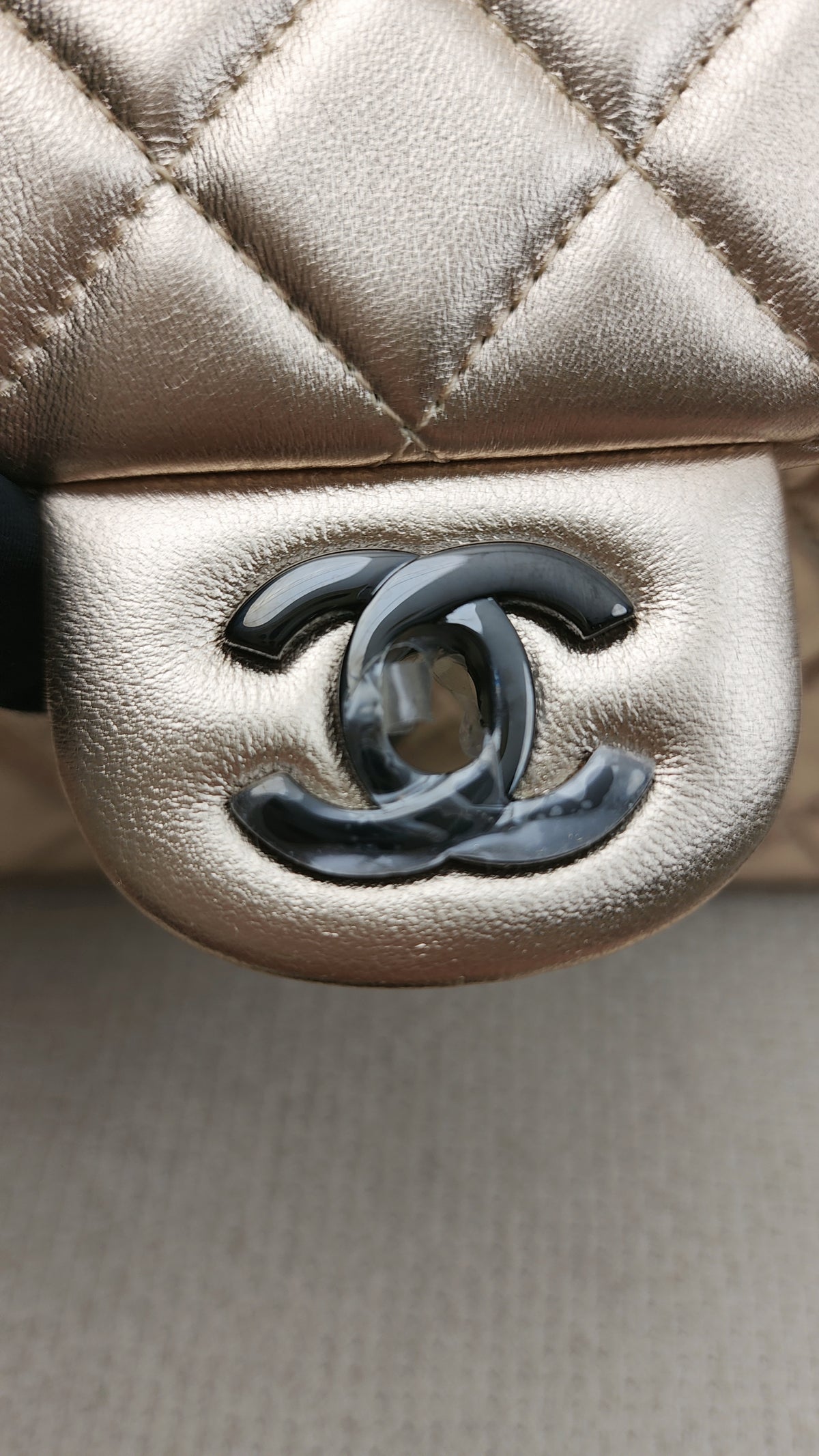 Chanel Metallic Gold Lambskin Classic Mini Rectangular Flap Bag (BHW)