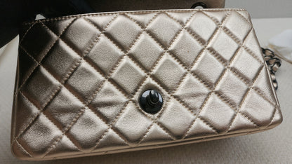 Chanel Metallic Gold Lambskin Classic Mini Rectangular Flap Bag (BHW)