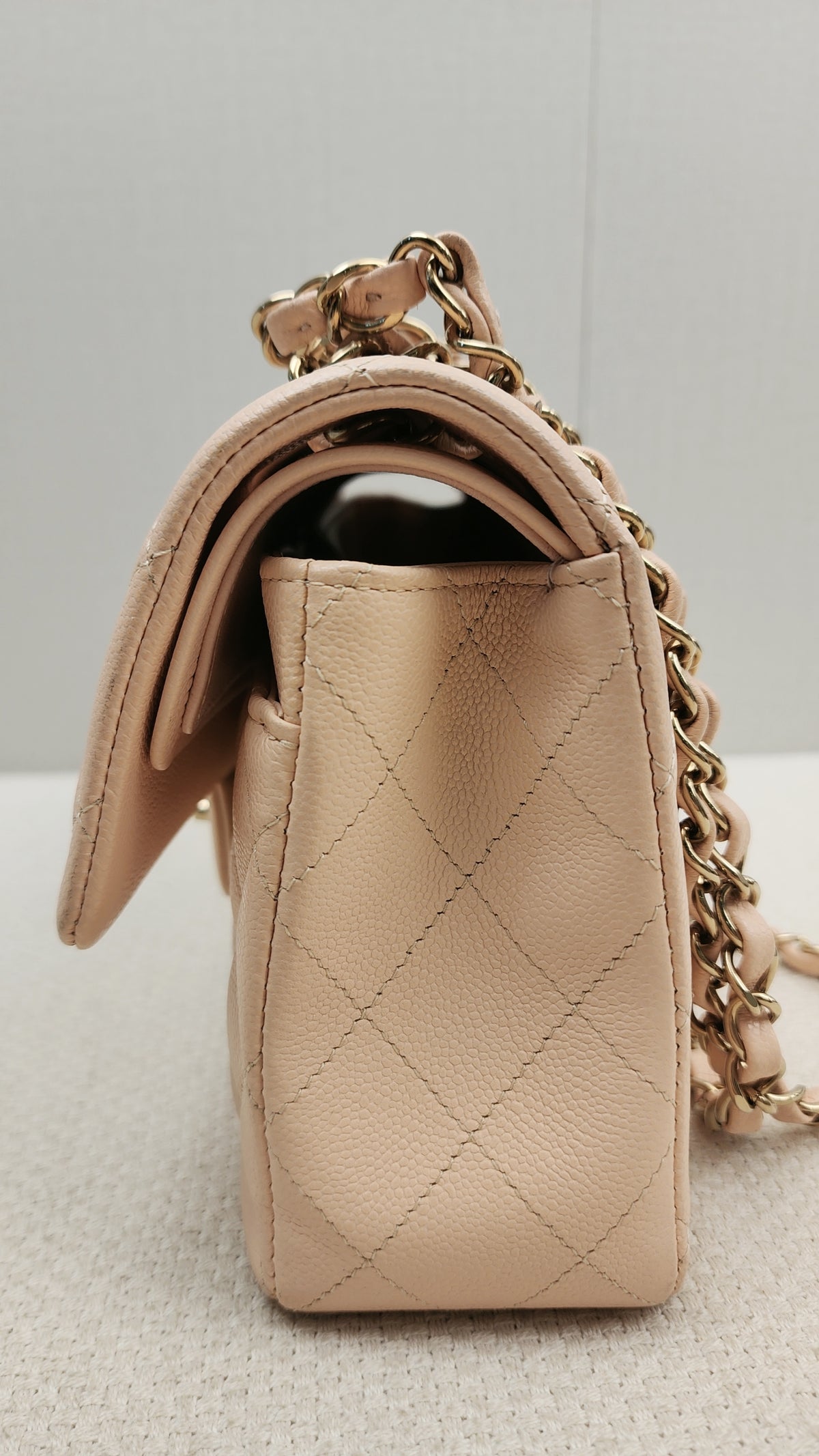 Chanel Peach Nude Caviar Small CF (LGHW)