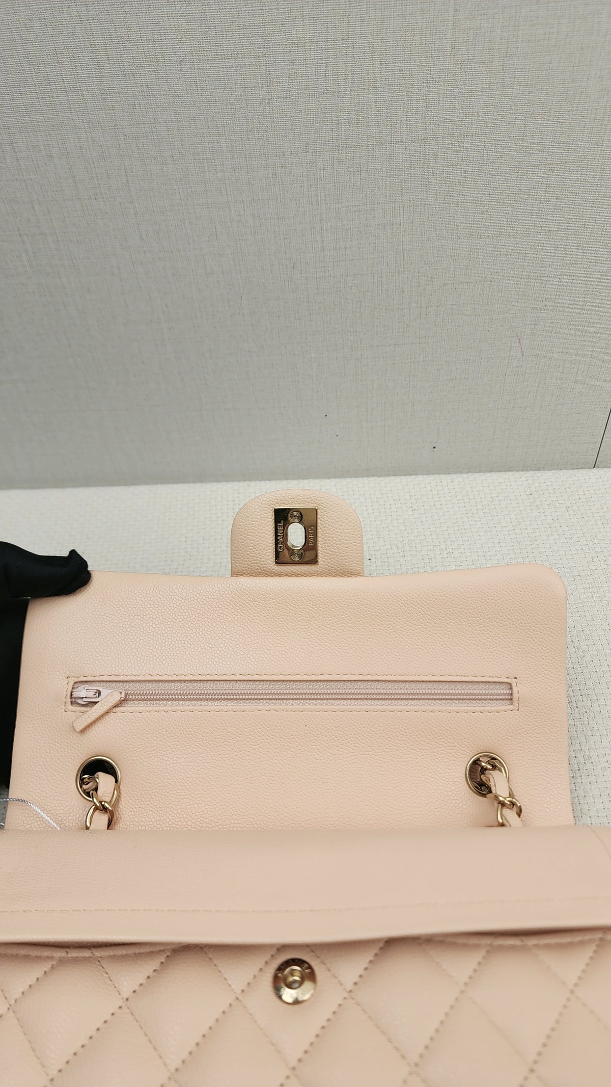 Chanel Peach Nude Caviar Small CF (LGHW)