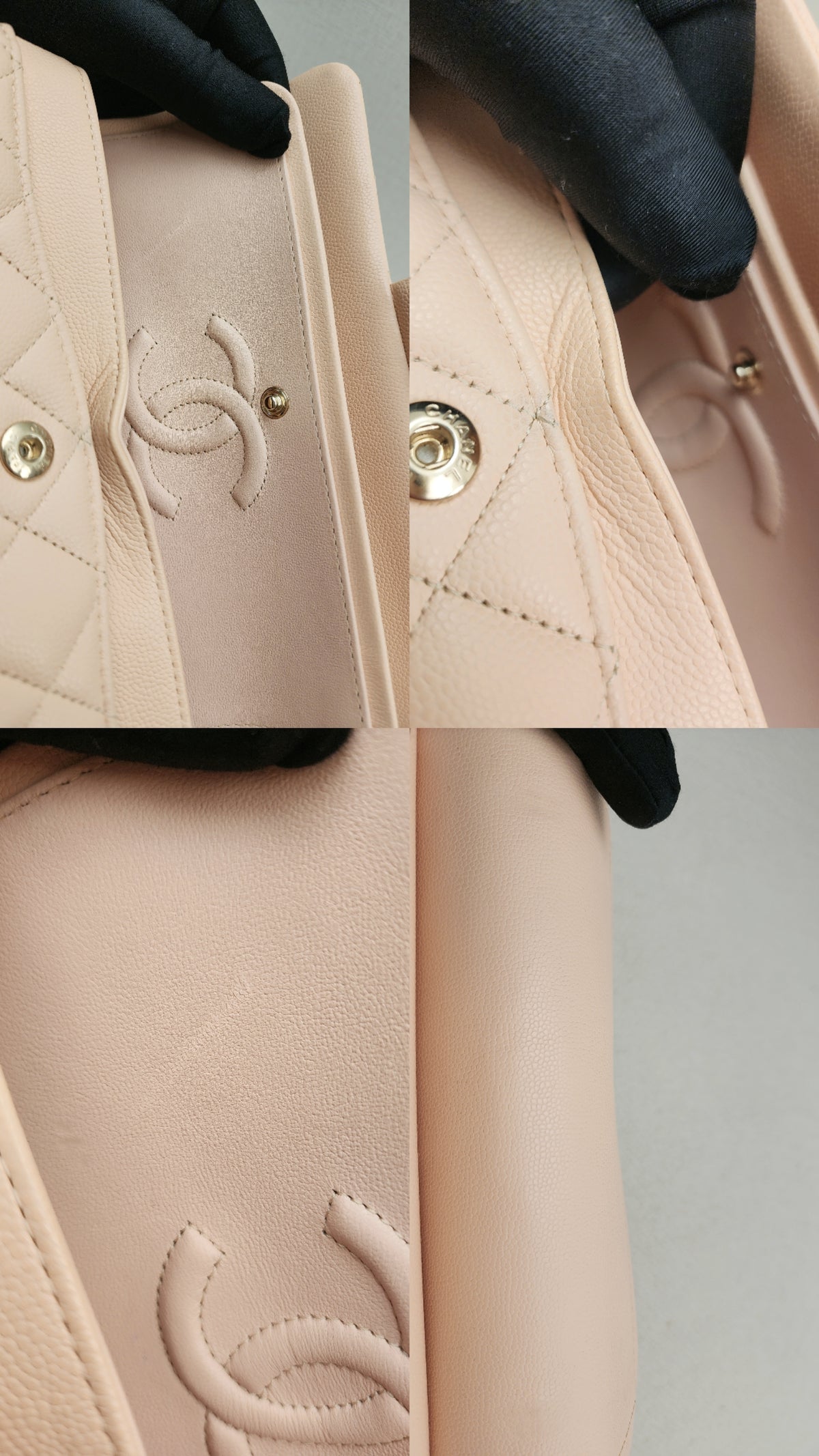 Chanel Peach Nude Caviar Small CF (LGHW)