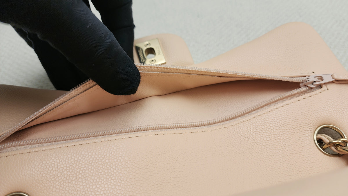 Chanel Peach Nude Caviar Small CF (LGHW)