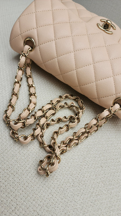 Chanel Peach Nude Caviar Small CF (LGHW)