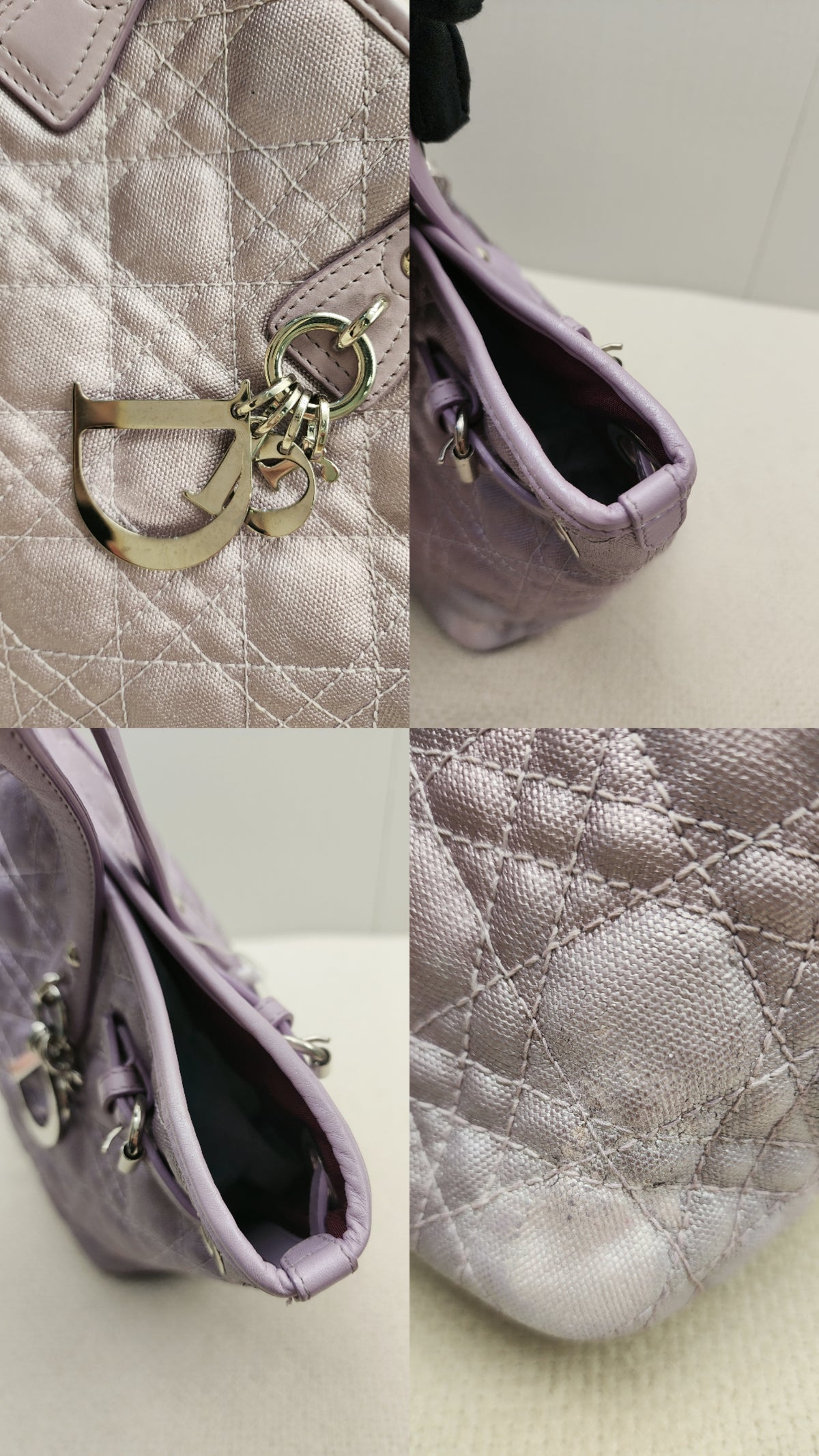 Dior Purple Metallic Coated Canvas Panarae Tote