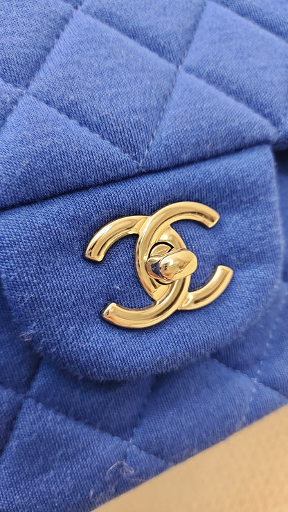 Chanel Classic Flap Jumbo Fabric Electric Blue (SHW)