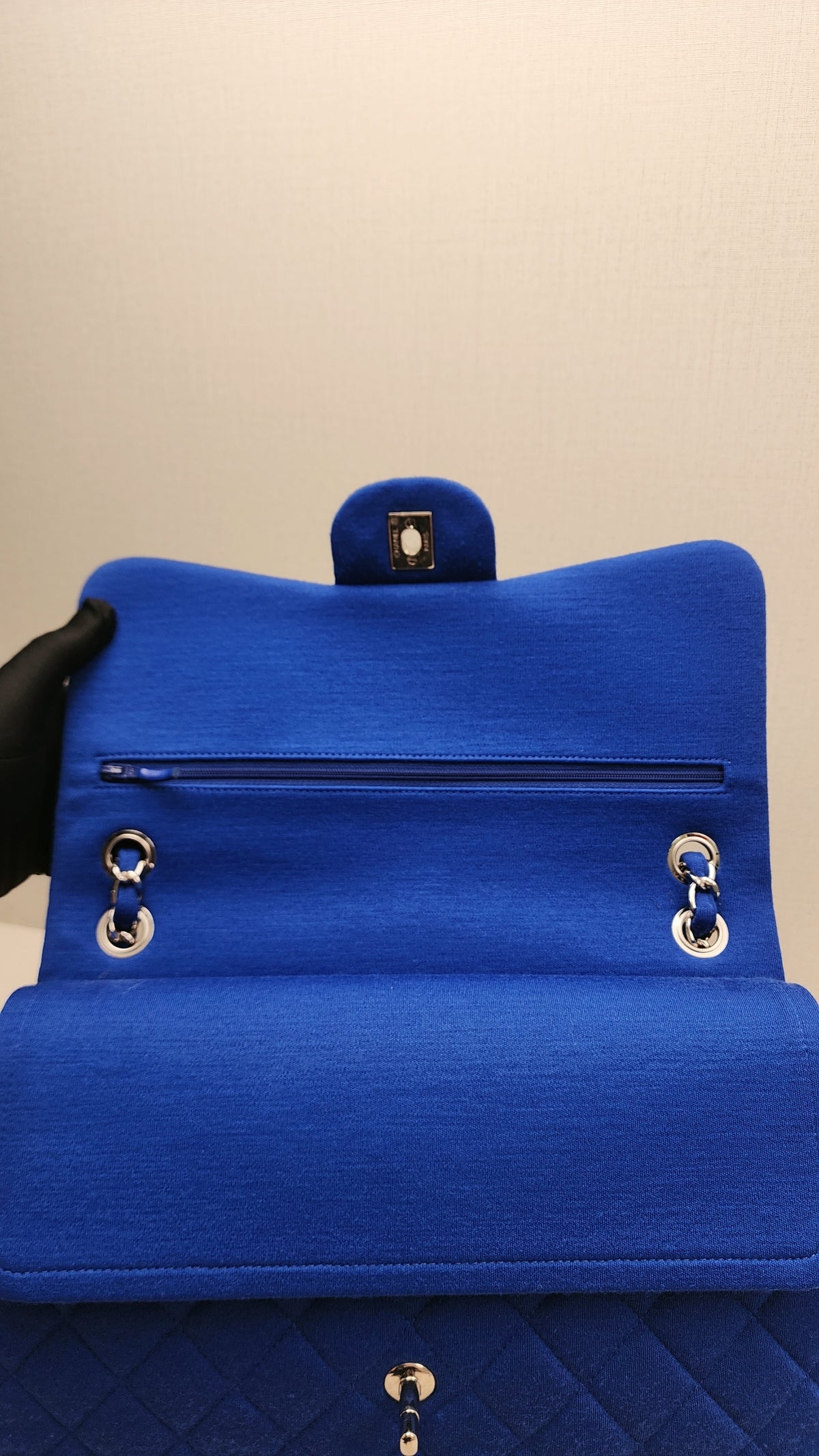 Chanel Classic Flap Jumbo Fabric Electric Blue (SHW)