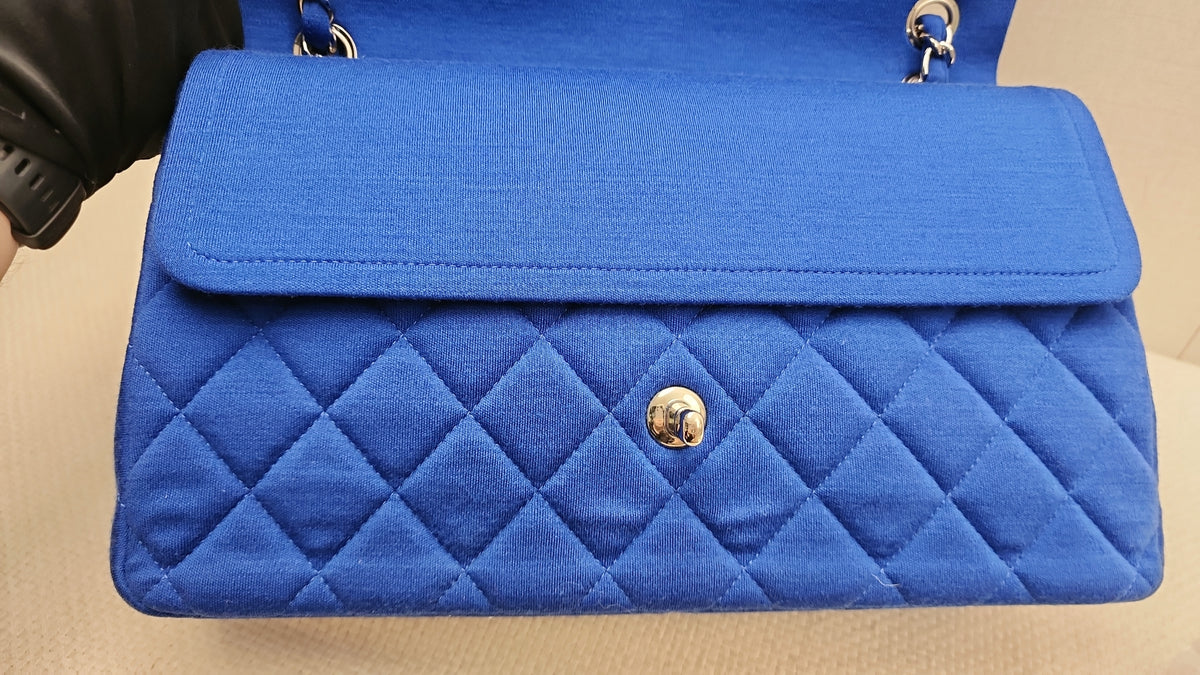 Chanel Classic Flap Jumbo Fabric Electric Blue (SHW)