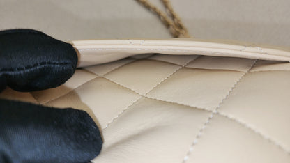 Chanel Beige Lambskin 25C Enamel Top Handle Flap Bag (GHW)