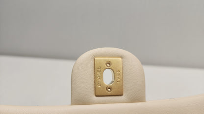 Chanel Beige Lambskin 25C Enamel Top Handle Flap Bag (GHW)