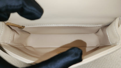 Chanel Beige Lambskin 25C Enamel Top Handle Flap Bag (GHW)