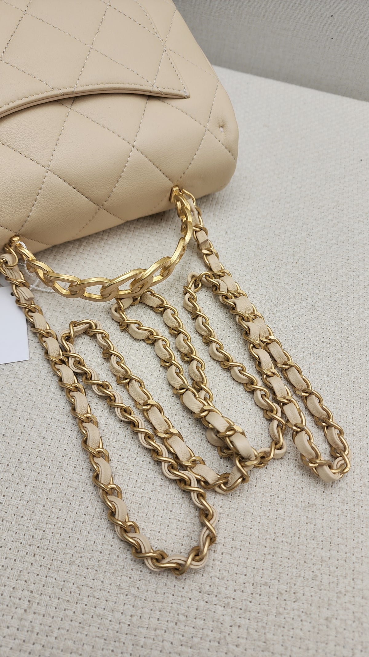 Chanel Beige Lambskin 25C Enamel Top Handle Flap Bag (GHW)