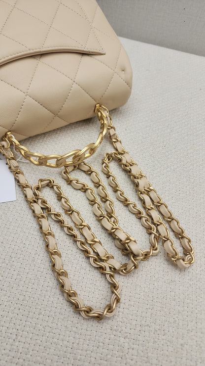 Chanel Beige Lambskin 25C Enamel Top Handle Flap Bag (GHW)