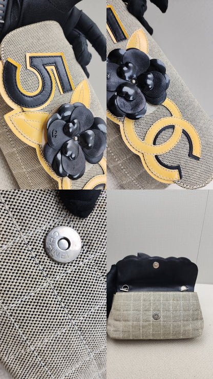 Chanel Grey Canvas Camellia No.5 Shoulder Bag