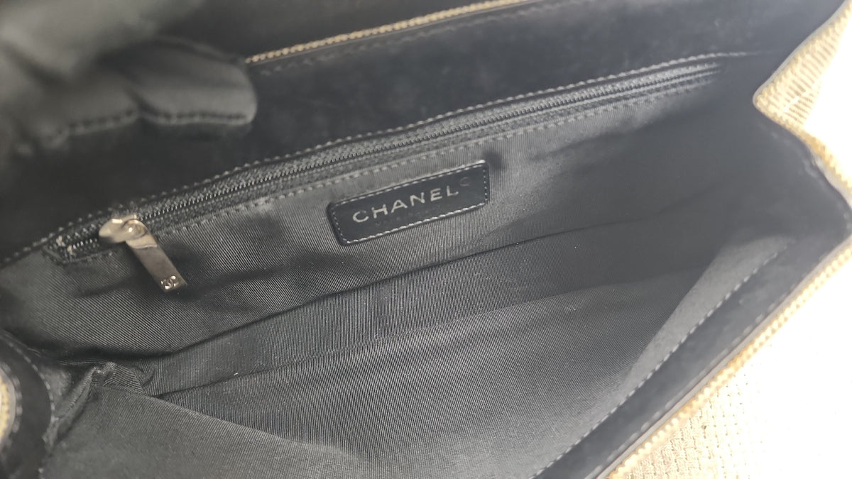 Chanel Grey Canvas Camellia No.5 Shoulder Bag